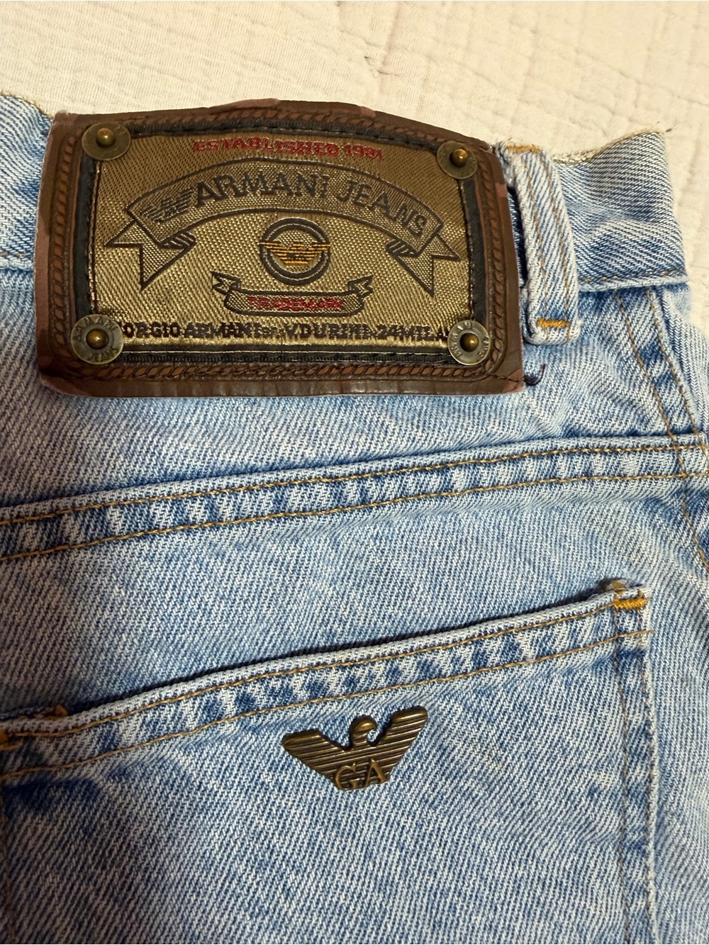 Vintage Armani Jean Light Blue Relaxed Fit Denim shorts
